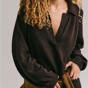 Free People Drea Sweater Pants Set Hot Fudge XL